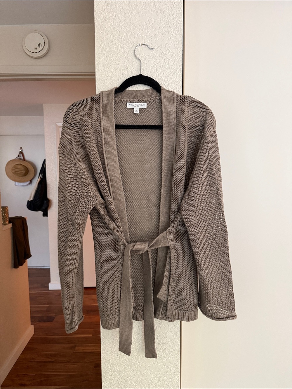 Banana Republic Taupe Knit Belted Open Cardigan